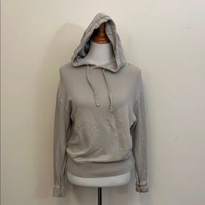 Vince Taupe Distressed Raw Hem Hoodie Size Small